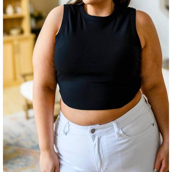 NEW WHITE BIRCH best friends cropped tank in black - Picture 4 of 5